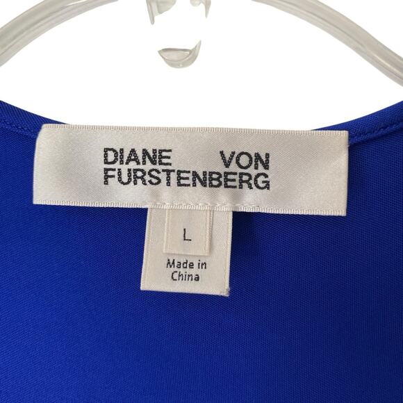 Diane Von Furstenberg Lala Blue Plunge Bodysuit size large - Picture 4 of 9